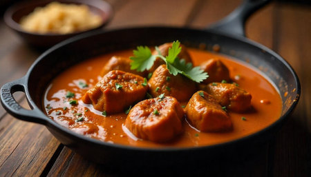 Delicious chicken in a rich, savory tomato based curryの写真素材