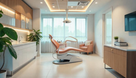Bright and modern dental office interior with stylish furnishingsの写真素材