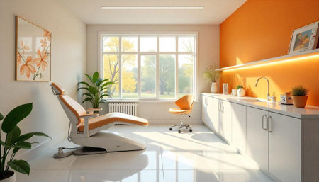 Bright and modern dental clinic with minimalist design elementsの写真素材