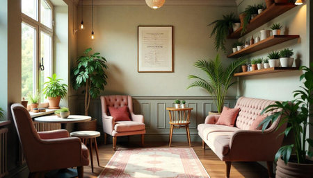 Elegant interior design of living room with seating area