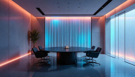 Modern conference room interior with soft lighting design elements