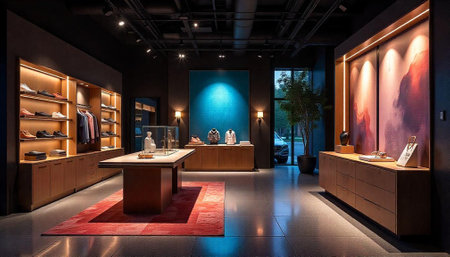 Elegant retail space showcasing fashion and lifestyle items
