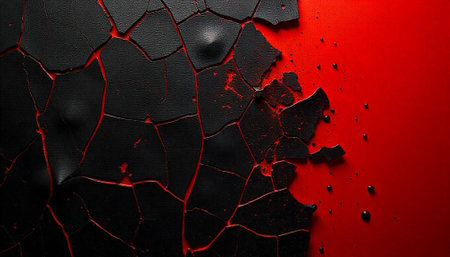 Cracked black surface with red accents stock imageの写真素材