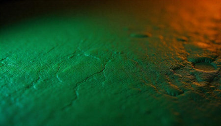 Abstract Textured Surface with Green and Orange Gradient Lightingの写真素材