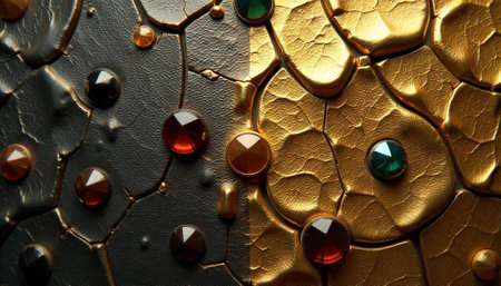 Abstract metallic mosaic texture with rivets and cracked surface