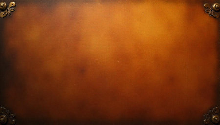 Textured copper plate with ornamental corners studio shot backgroundの写真素材