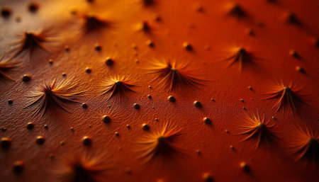 Abstract texture with conical patterns on an orange surface