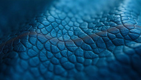 Abstract blue leather scales texture for backgrounds or designsの写真素材