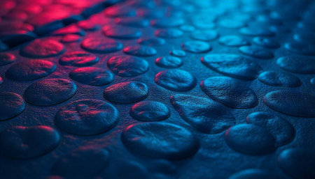 Macro shot of water droplets on textured surfaceの写真素材