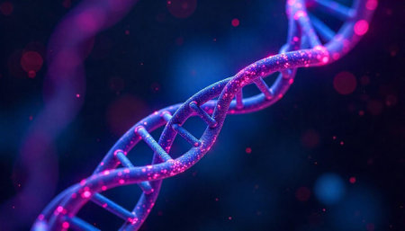 DNA helix structure in 3D, science and medical researchの写真素材
