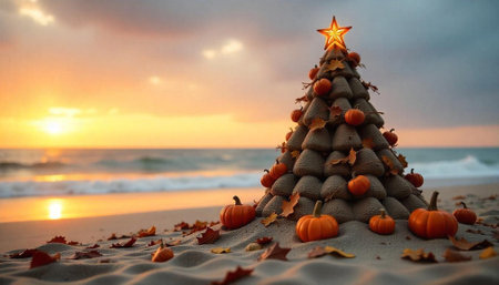 Tree on a beach during sunset scenery