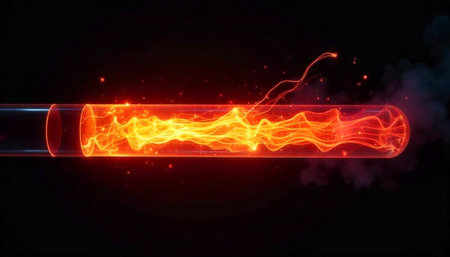 Futuristic tube with plasma inside on a dark background
