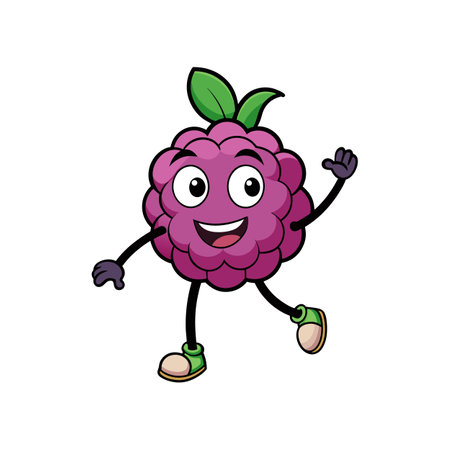 Cartoon blackberry character waving isolated on white backgroundのイラスト素材