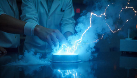 Scientists experiment with high voltage electrical discharge science project