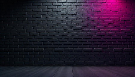 Dark brick wall with pink lighting background image