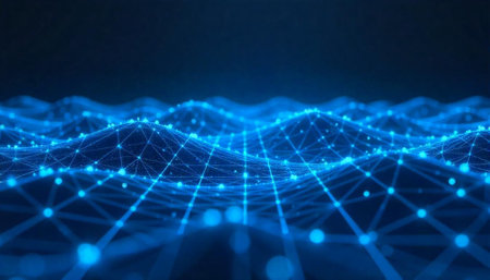 Abstract blue network illustration of data communication technology background