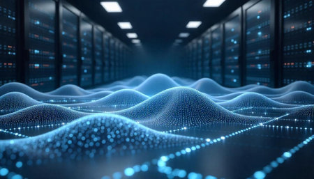 Digital Data Flow in Server Room: Visualized Information
