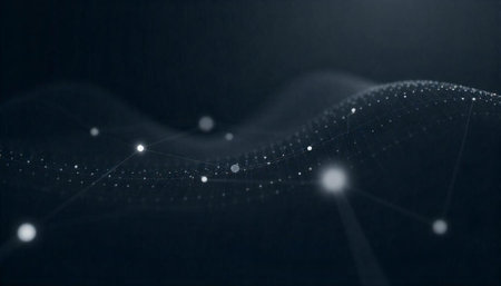 Abstract network data structure with connecting dots and lines