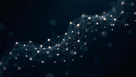 Abstract network connection with glowing nodes on dark background