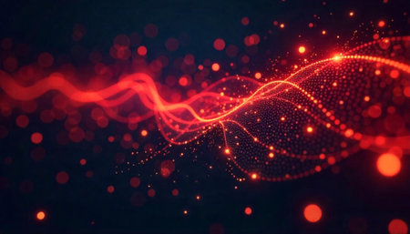 Abstract glowing red wave on dark background illustration