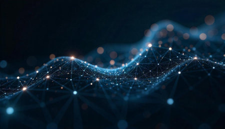 Abstract network data flow background with connection points