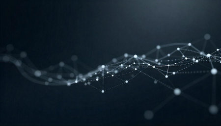 Abstract network connection structure on a dark background