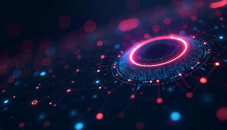 Abstract futuristic technology network background with glowing circle elements
