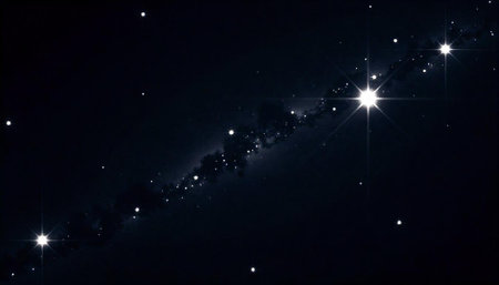 Vibrant stars with light trails in the night skyの写真素材