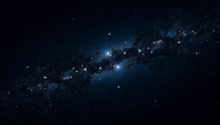 Dramatic view of the Milky Way with stars and nebulaの写真素材