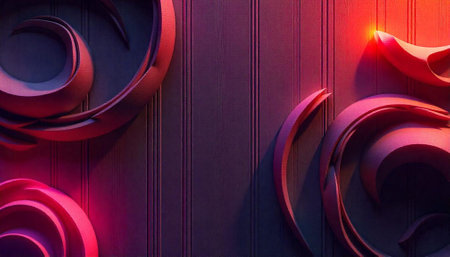 Abstract curves against vertical wood with dramatic red lighting