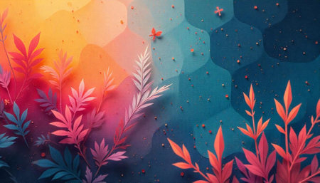 Abstract floral painting with vibrant colors and soft texturesの写真素材