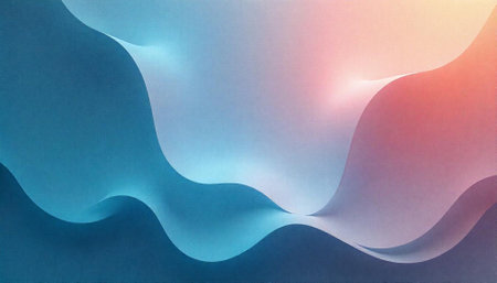 Abstract waves blending blue and peach tones background design
