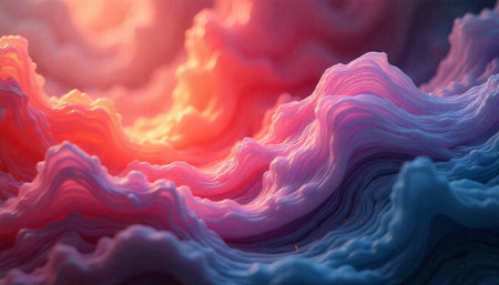 Abstract waves of color blend and flow together gently
