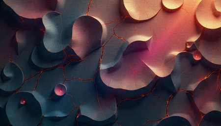 Abstract organic forms with glowing edges and moody tones