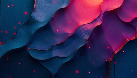 Abstract waves with deep blue and pink color gradient