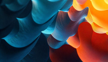 Abstract waves texture in warm orange and cool blue