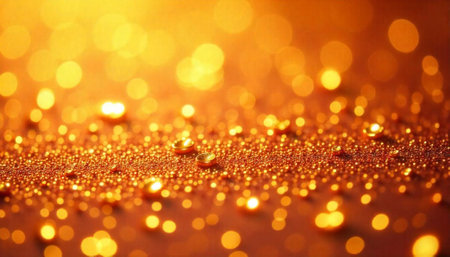 Abstract golden bokeh and glitter texture background imageの写真素材