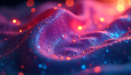 Abstract shimmering waves with bokeh lights effect backdrop image