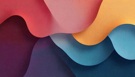 Abstract 3D waves in harmonious colors background texture backdropの写真素材