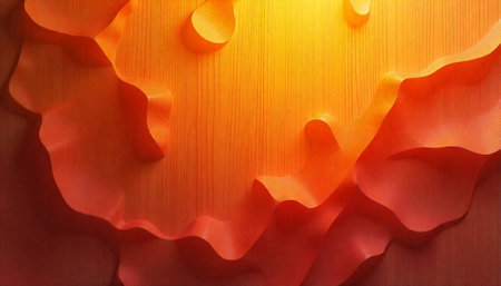 Abstract orange folds against a textured background with lighting