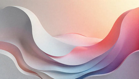 Abstract layered waves of paper art with soft colors