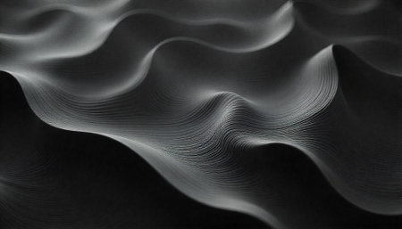Monochromatic abstract waves texture in grayscale design backgroundの写真素材
