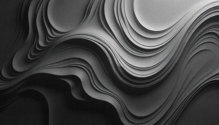 Monochromatic topographic abstract layer design with textured surface