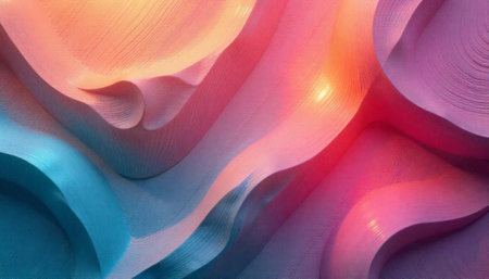 Abstract gradient waves with light reflecting across textured surface