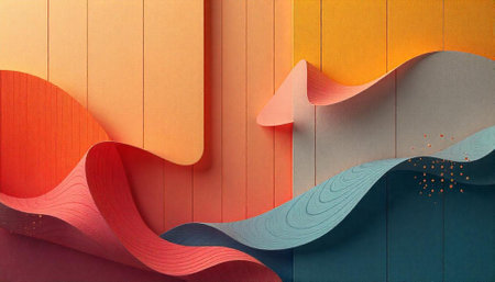 Abstract paper layers background in warm and cool tones