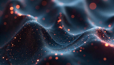Abstract surface with glowing specks and bokeh lights effect
