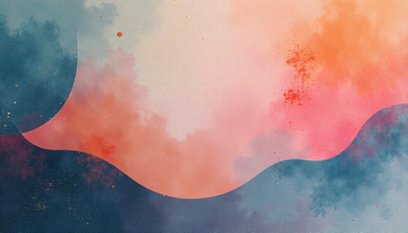 Abstract watercolor landscape with gentle curves and blended colors