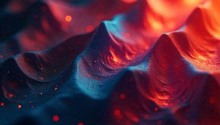 Abstract background of red and blue liquid. 3d rendering, 3d illustration.の写真素材