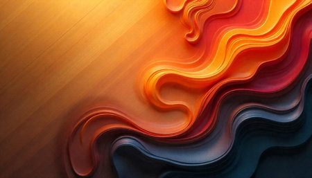 Abstract dynamic flowing layered design with warm color gradientの写真素材