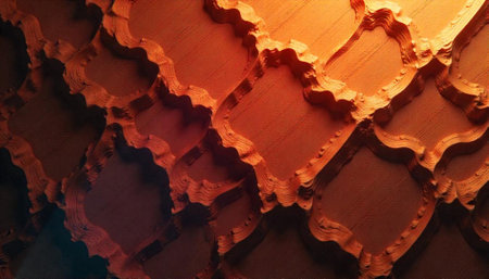 Abstract topographic map with orange textured layers and patterns